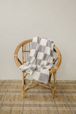 Grey Checkered Plush Blanket