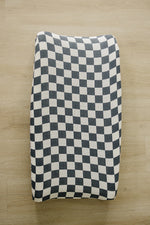 Charcoal Checkered Muslin Changing Pad Cover