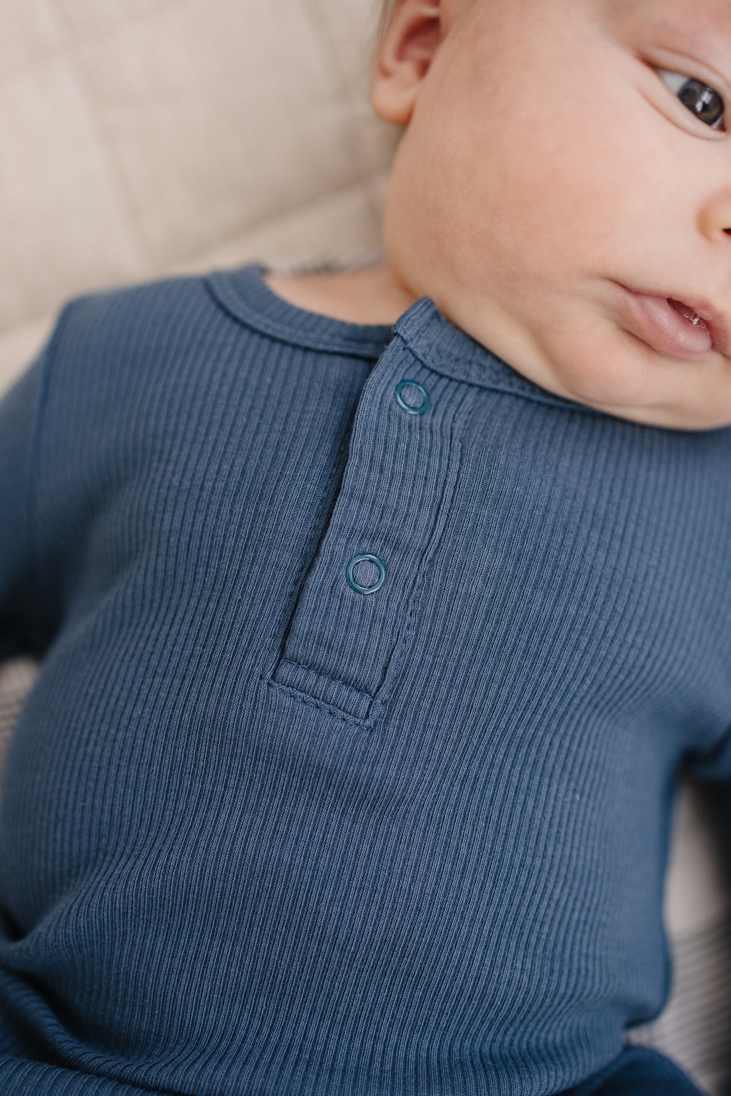 Navy Organic Cotton Ribbed Knot Gown