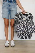 Navy Daisy Ribbed Bamboo Multi-Use Cover