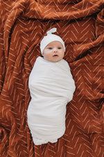 Mebie Baby White Stretch Swaddle Hat + Head Wrap
