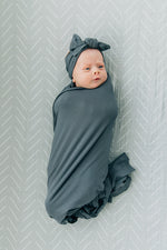 Mebie Baby Charcoal Stretch Swaddle + Headwrap