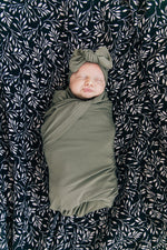Mebie Baby Olive Stretch Swaddle Hat + Head Wrap