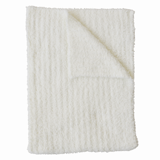 Cream Ribbed Plush Blanket