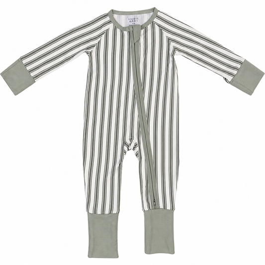 Green Stripe Bamboo Zipper