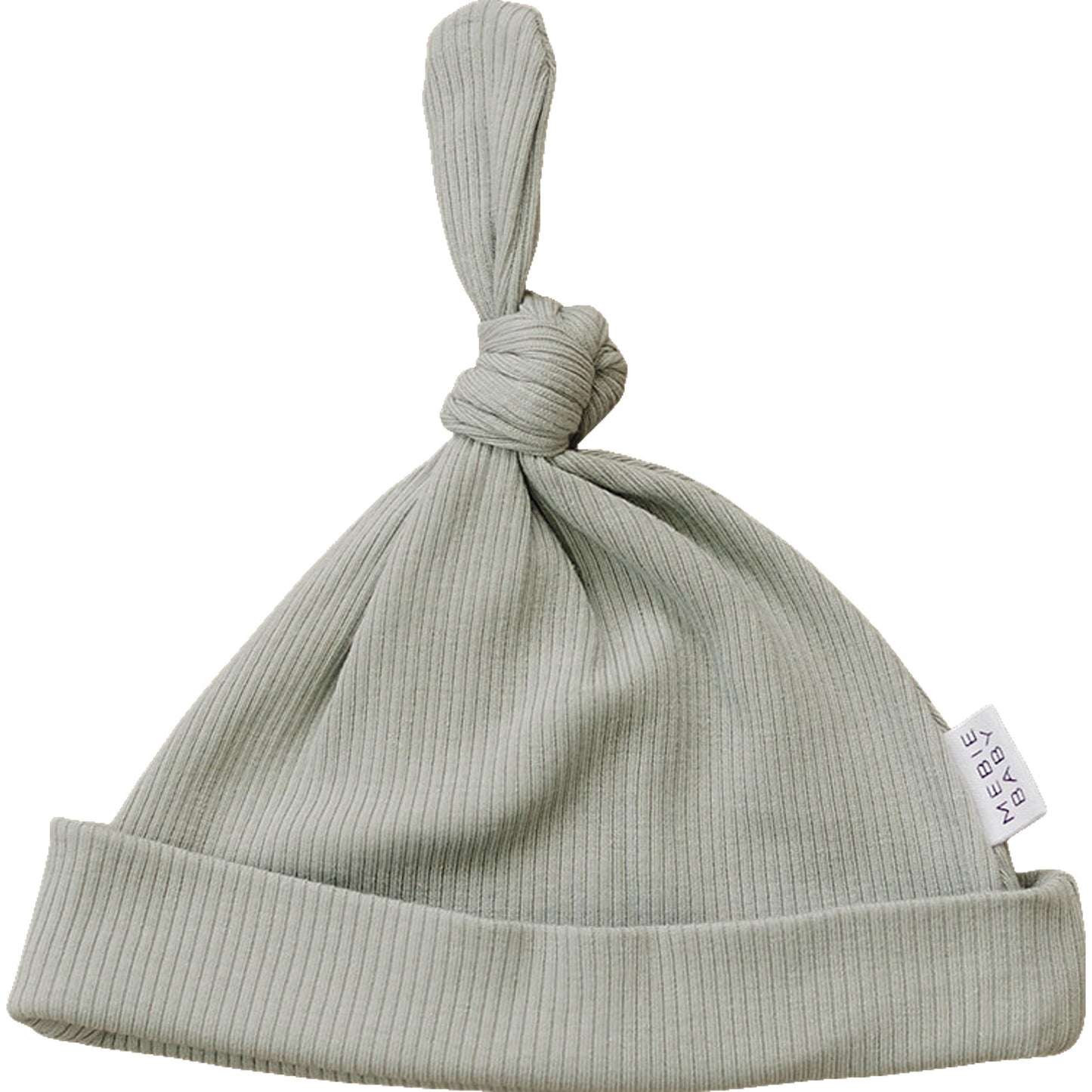 Sage Organic Ribbed Newborn Knot Hat