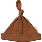 Rust Organic Ribbed Newborn Knot Hat