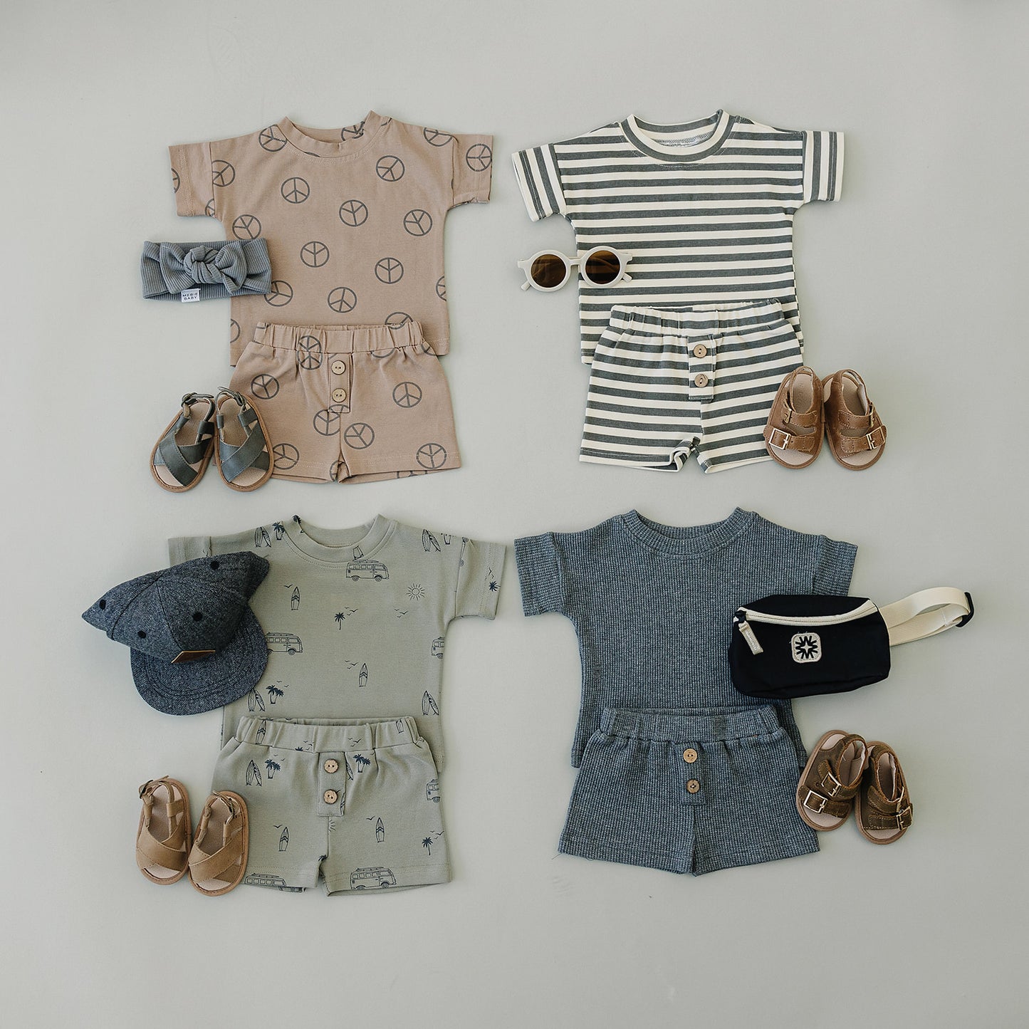 Stripe Button Short Set