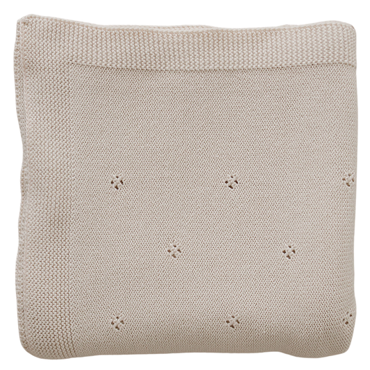 Oatmeal Pointelle Knit Blanket
