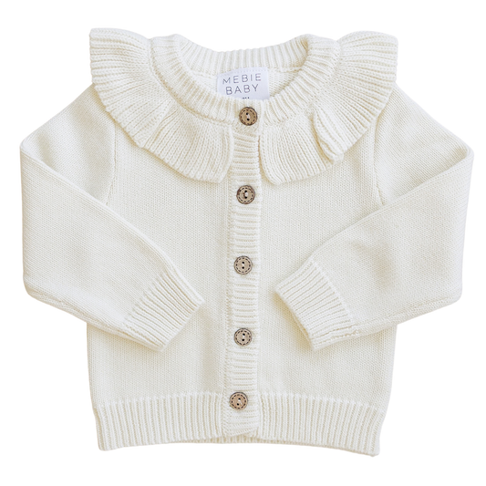 Cream Ruffle Knit Cardigan