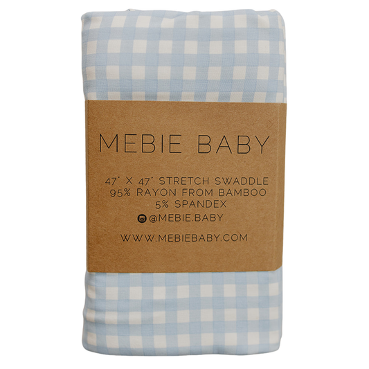 Blue Gingham Bamboo Stretch Swaddle