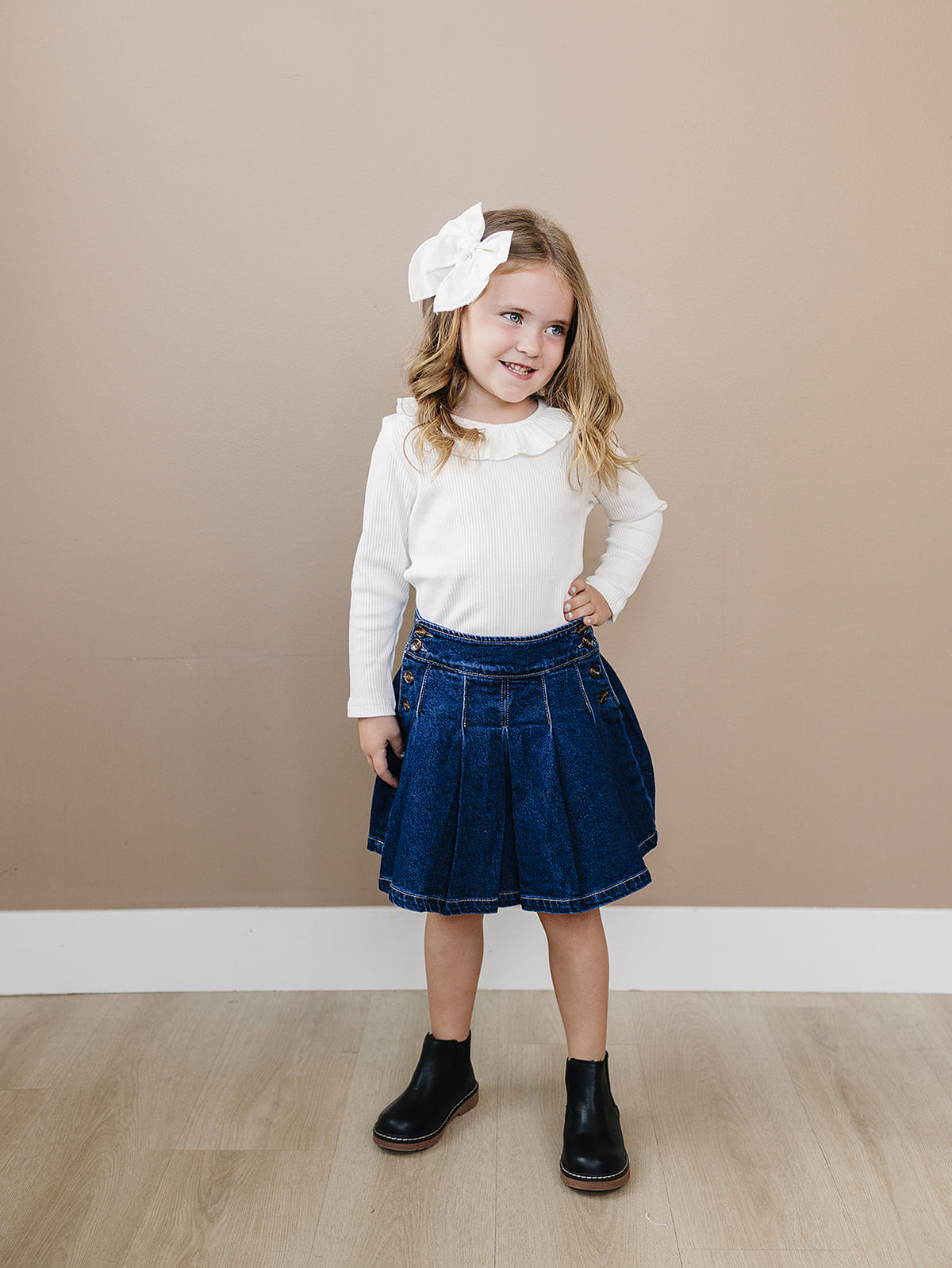 Denim Pleated Skirt