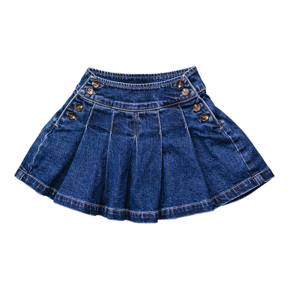 Denim Pleated Skirt