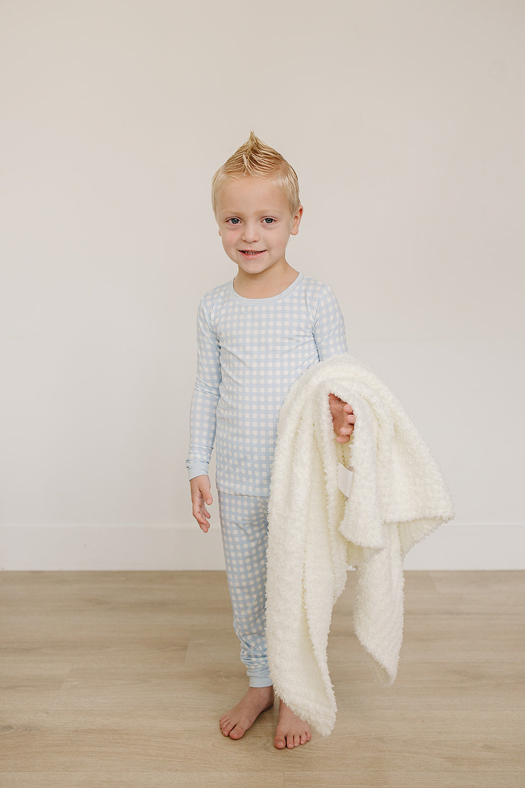 Blue Gingham Bamboo Cozy Set