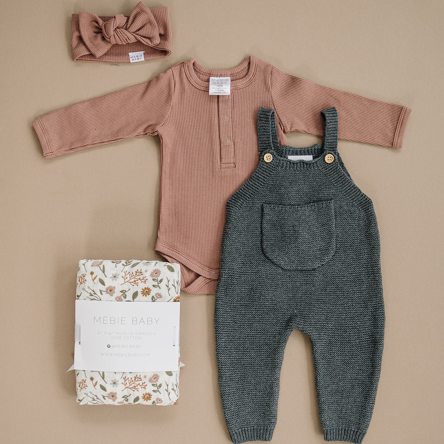 Dusty Rose Organic Snap Long Sleeve Ribbed Bodysuit