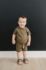 Olive Hooded Tee and Pocket Short Set