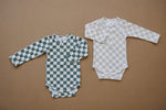 Green Checkered Snap Long Sleeve Bodysuit