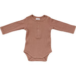 Dusty Rose Organic Snap Long Sleeve Ribbed Bodysuit