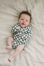 Green Checkered Snap Long Sleeve Bodysuit