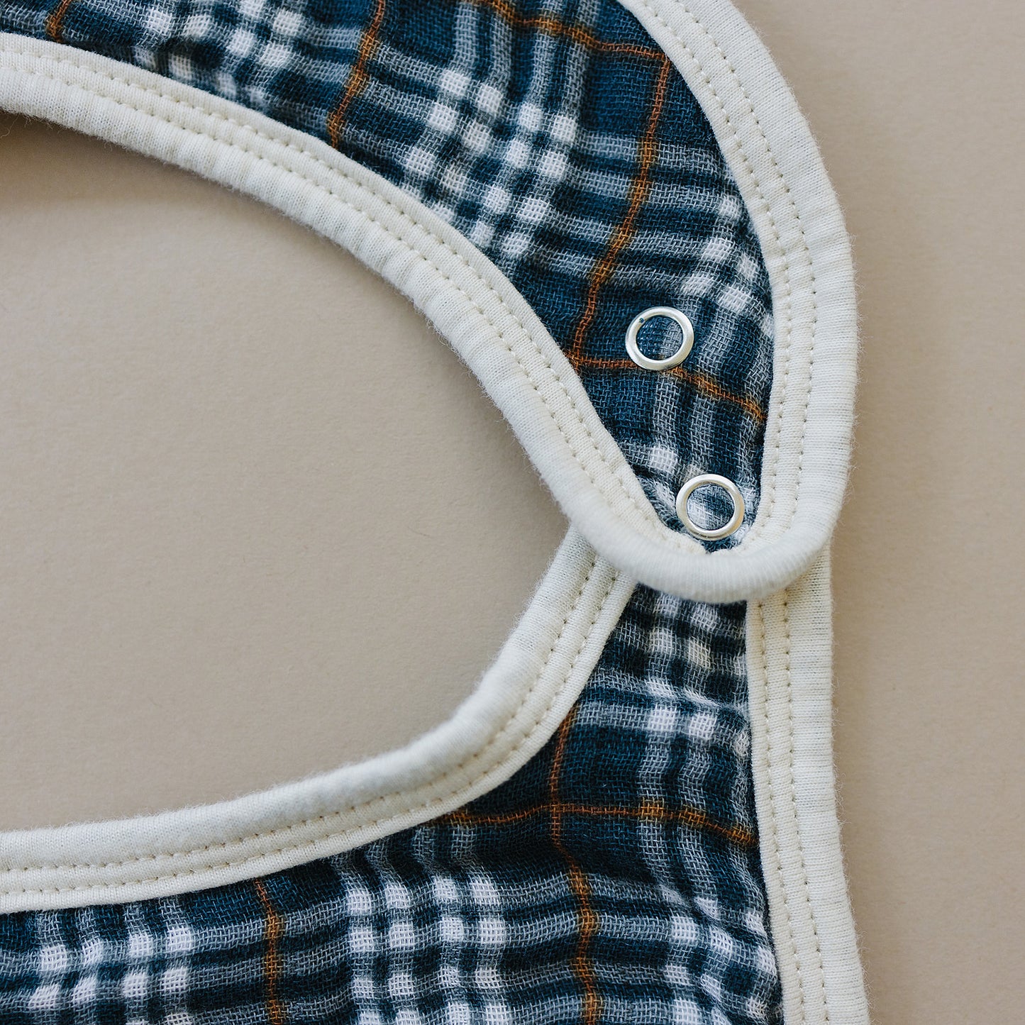 Navy Plaid Classic Muslin Bib