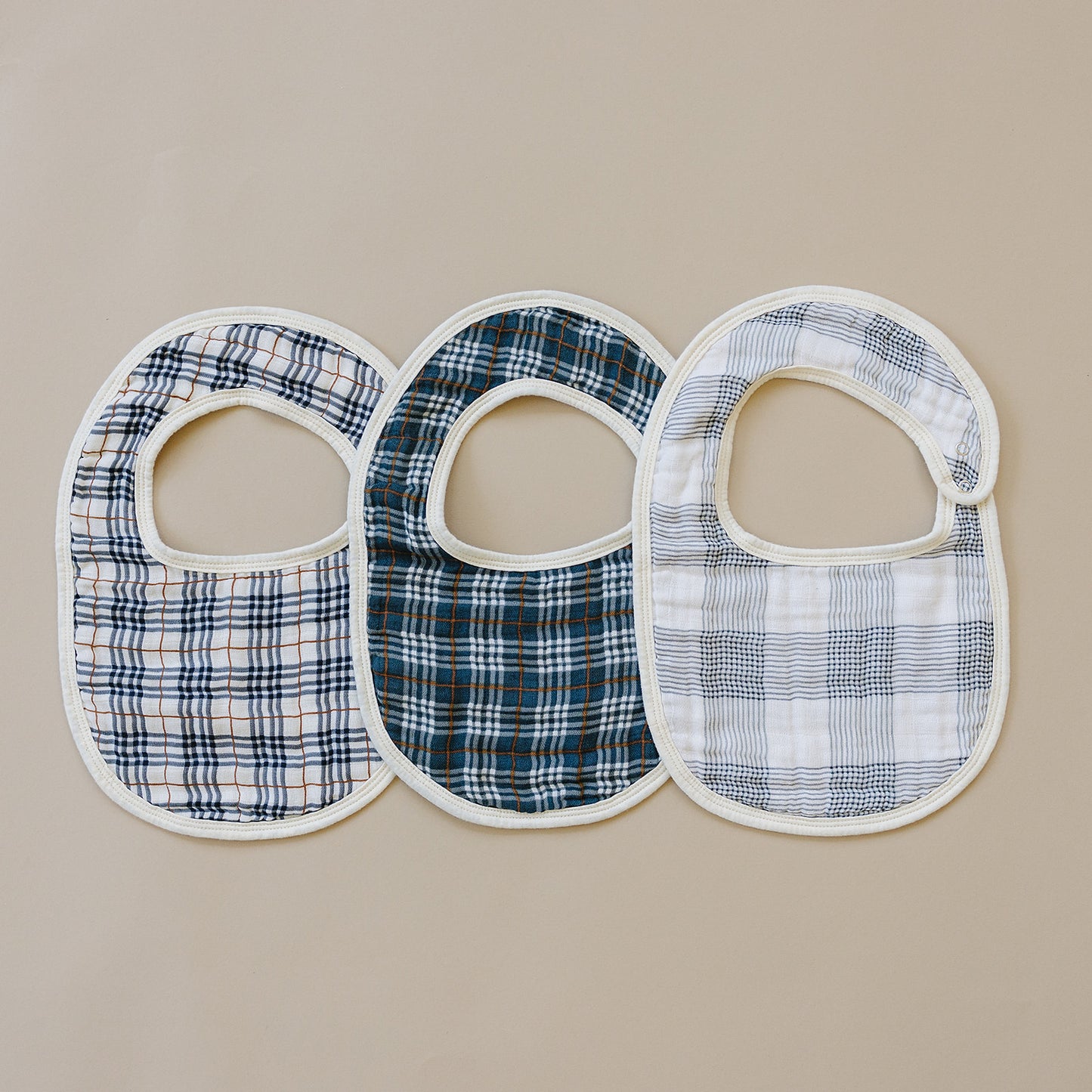 Navy Plaid Classic Muslin Bib