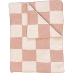 Pink Checkered Plush Blanket