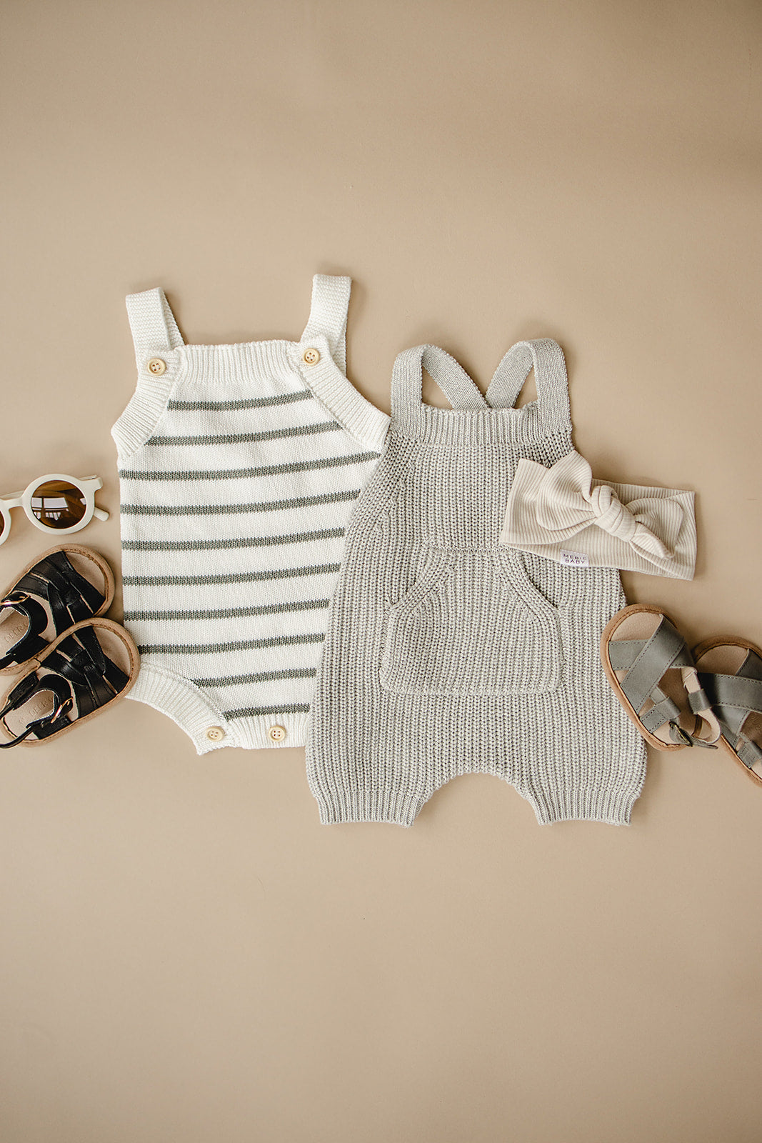 Sage Stripe Knit Bubble Romper