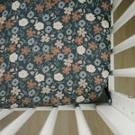 Midnight Floral Muslin Crib Sheet