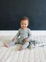 Heather Grey Ribbed Bamboo Cozy Set