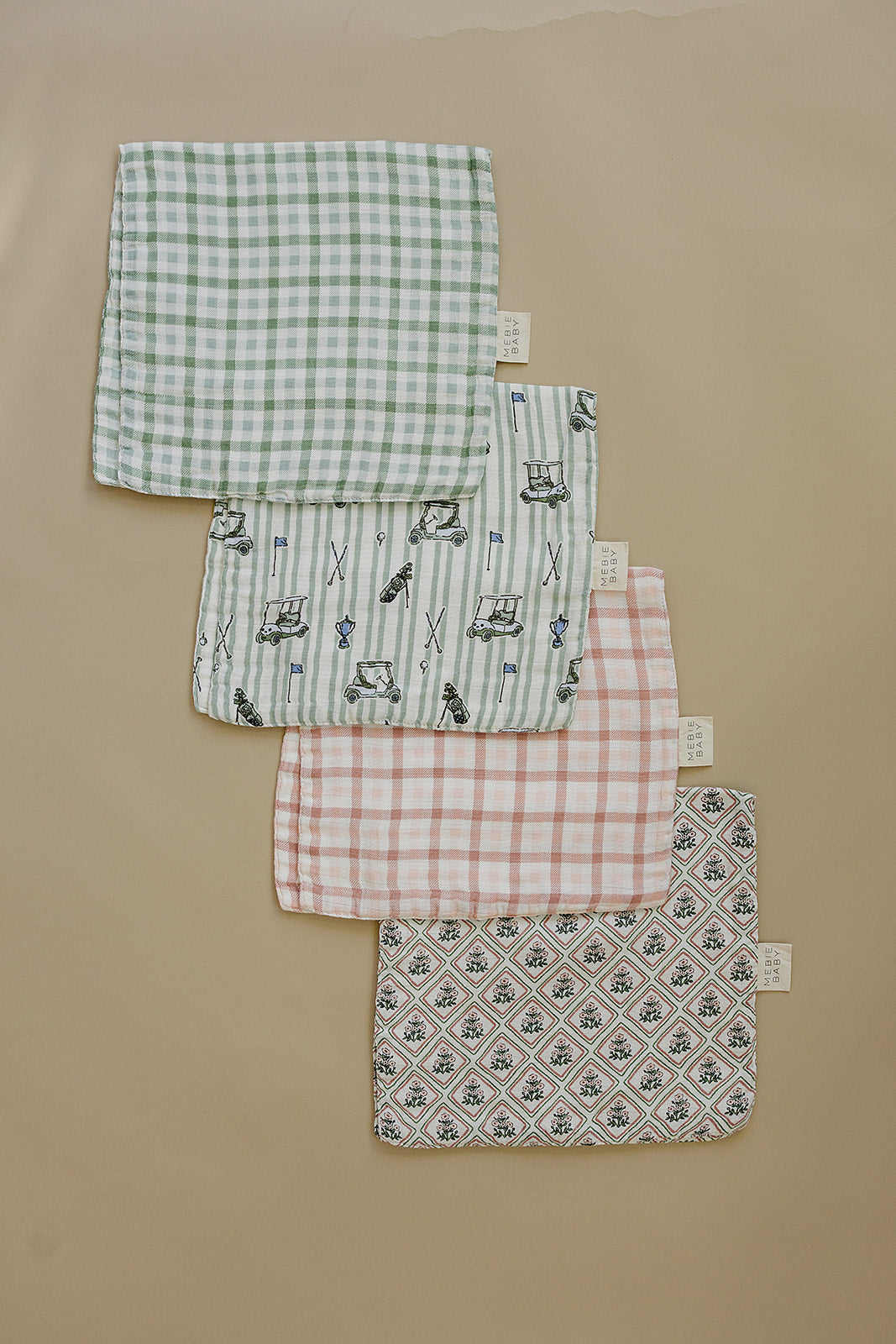 Green Gingham Muslin Burp Cloth