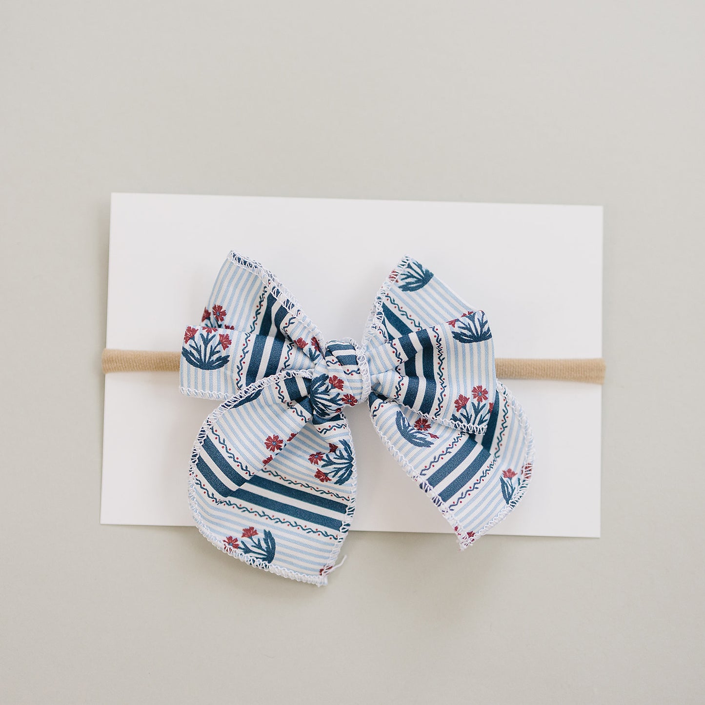 Block Print Floral Hair Bow