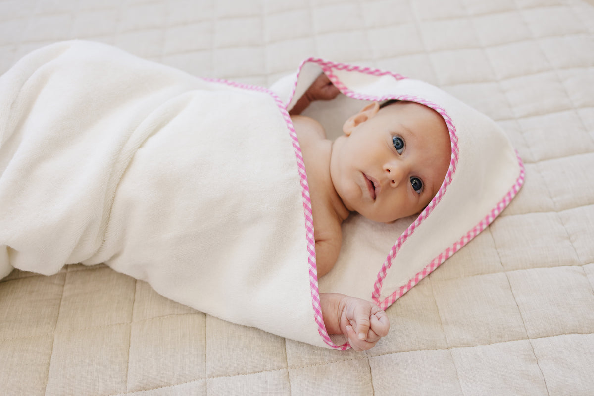Pink Gingham Hooded Towel