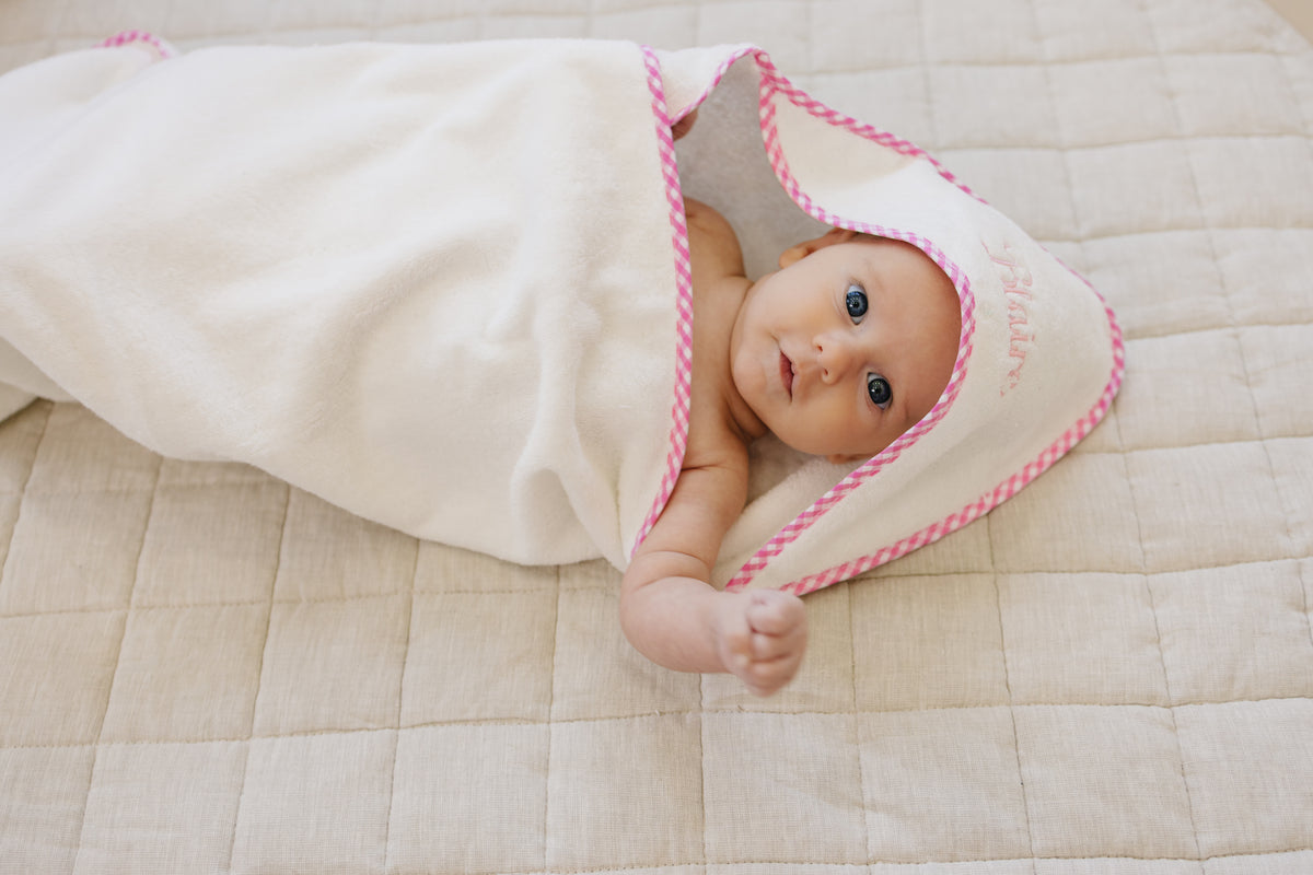 Pink Gingham Hooded Towel