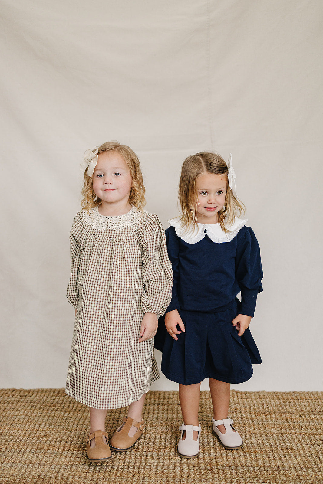Camel Gingham Lace Dress