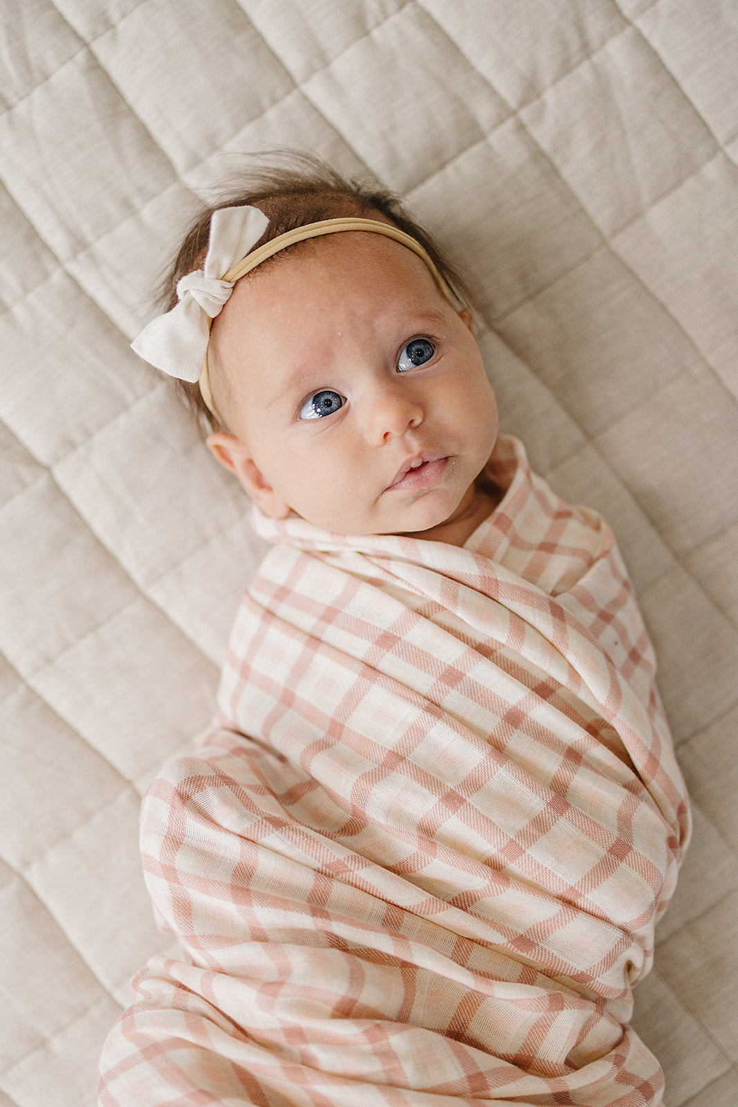 Pink Gingham Muslin Swaddle Blanket