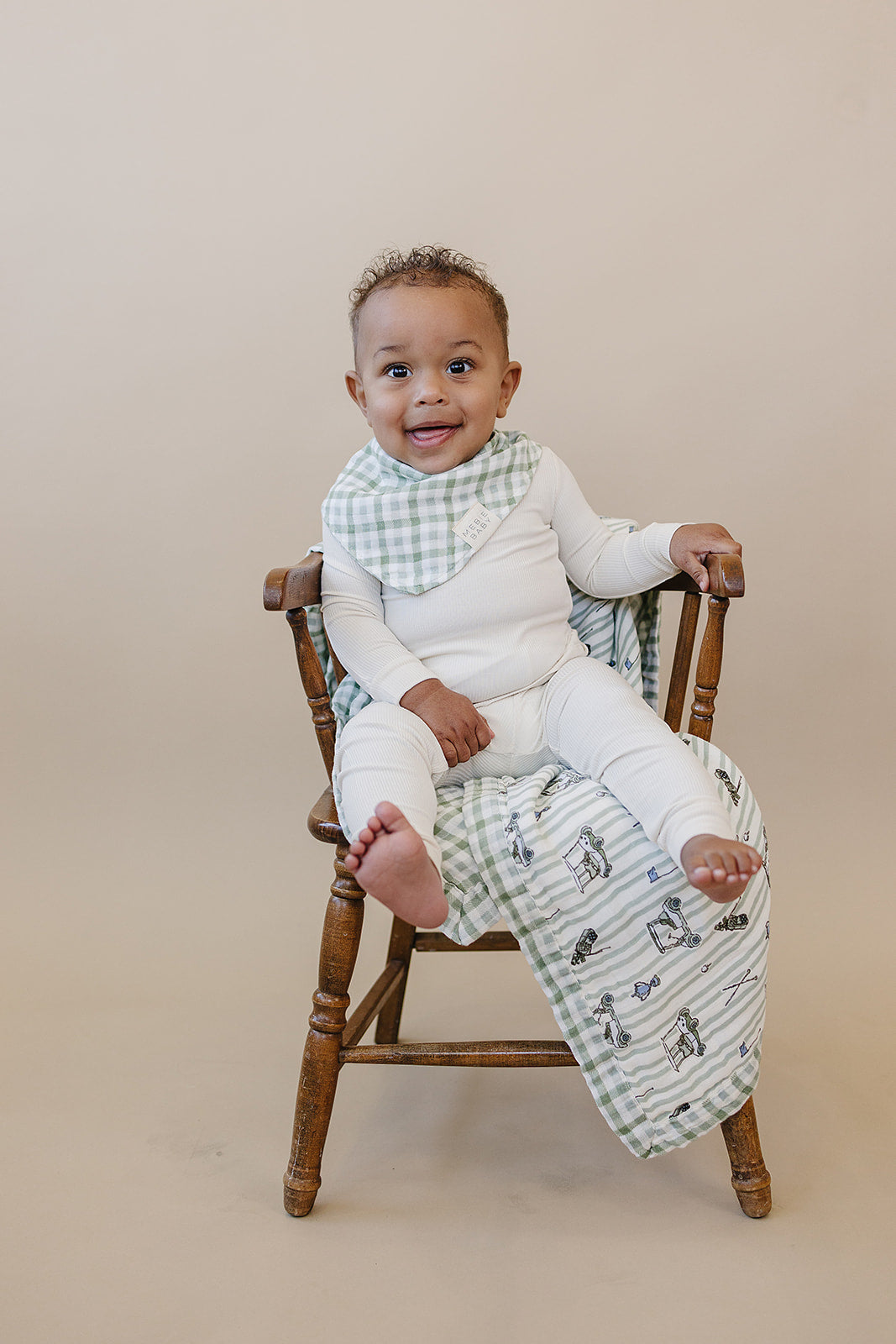 Green Gingham Classic Muslin Bib