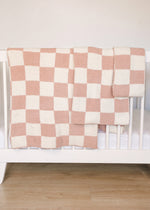 Pink Checkered Plush Blanket