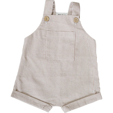 Tan Stripe Short Overalls
