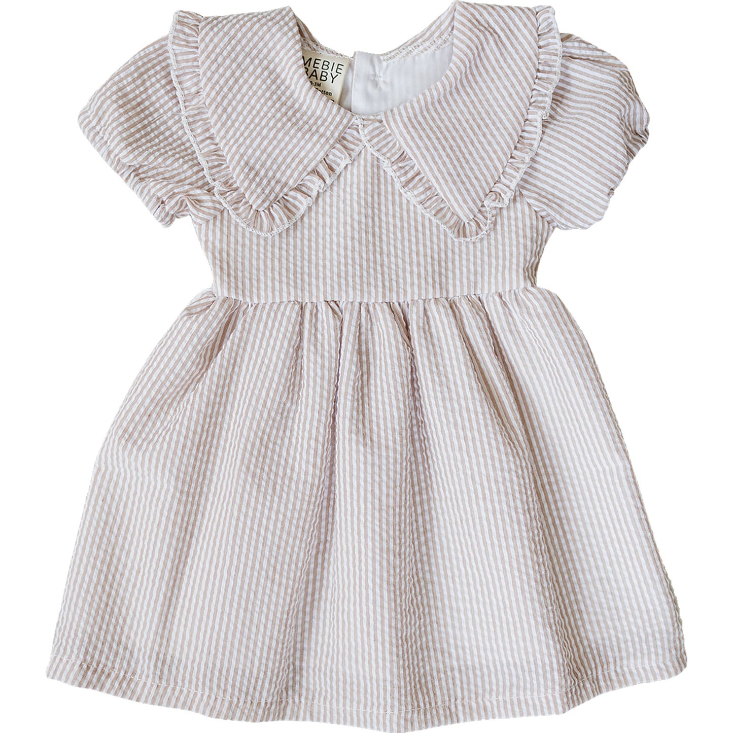Taupe Stripe Peter Pan Collar Dress
