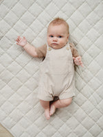 Tan Stripe Short Overalls