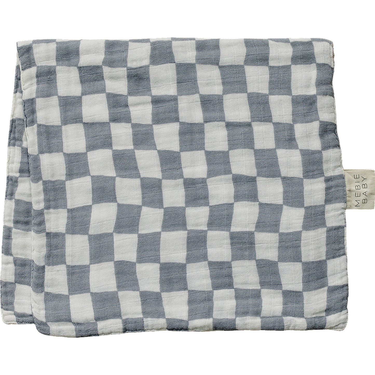 Dusty Blue Wavy Checkered Muslin Burp Cloth