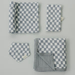 Dusty Blue Wavy Checkered Muslin Quilt