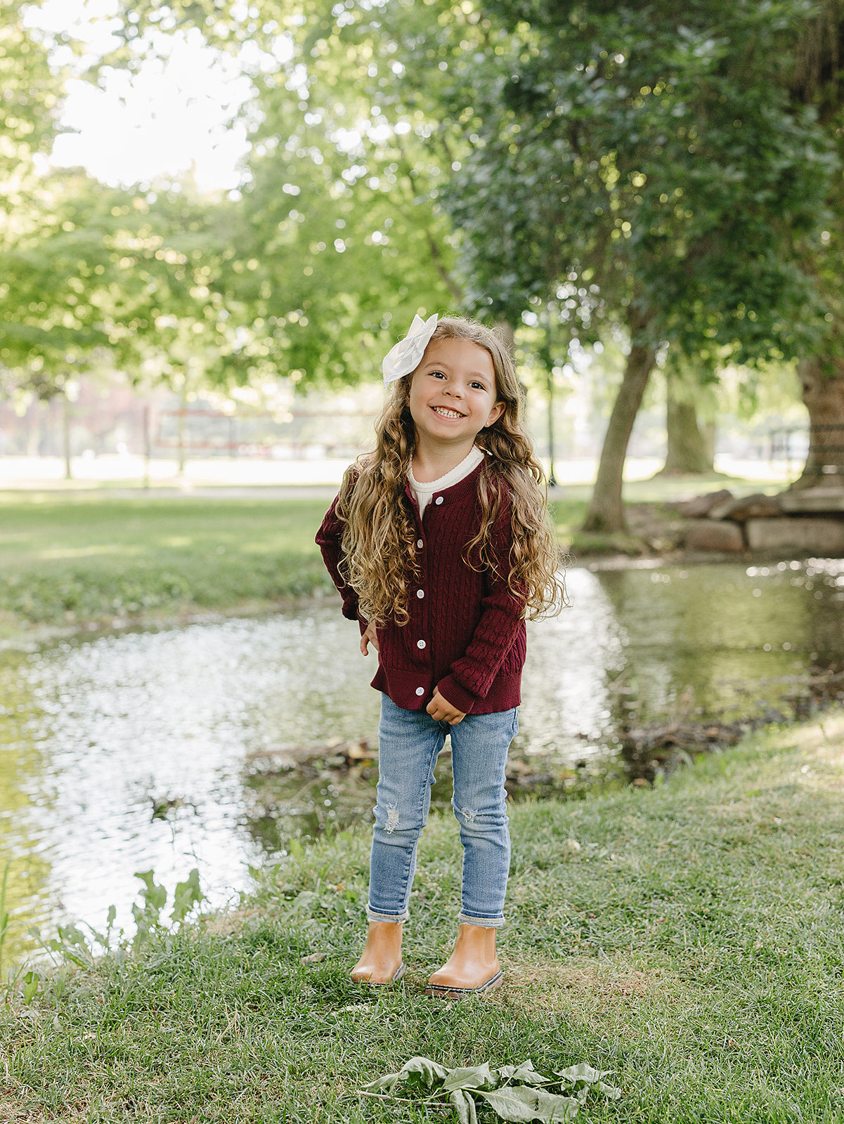 Burgundy Cable Knit Cardigan