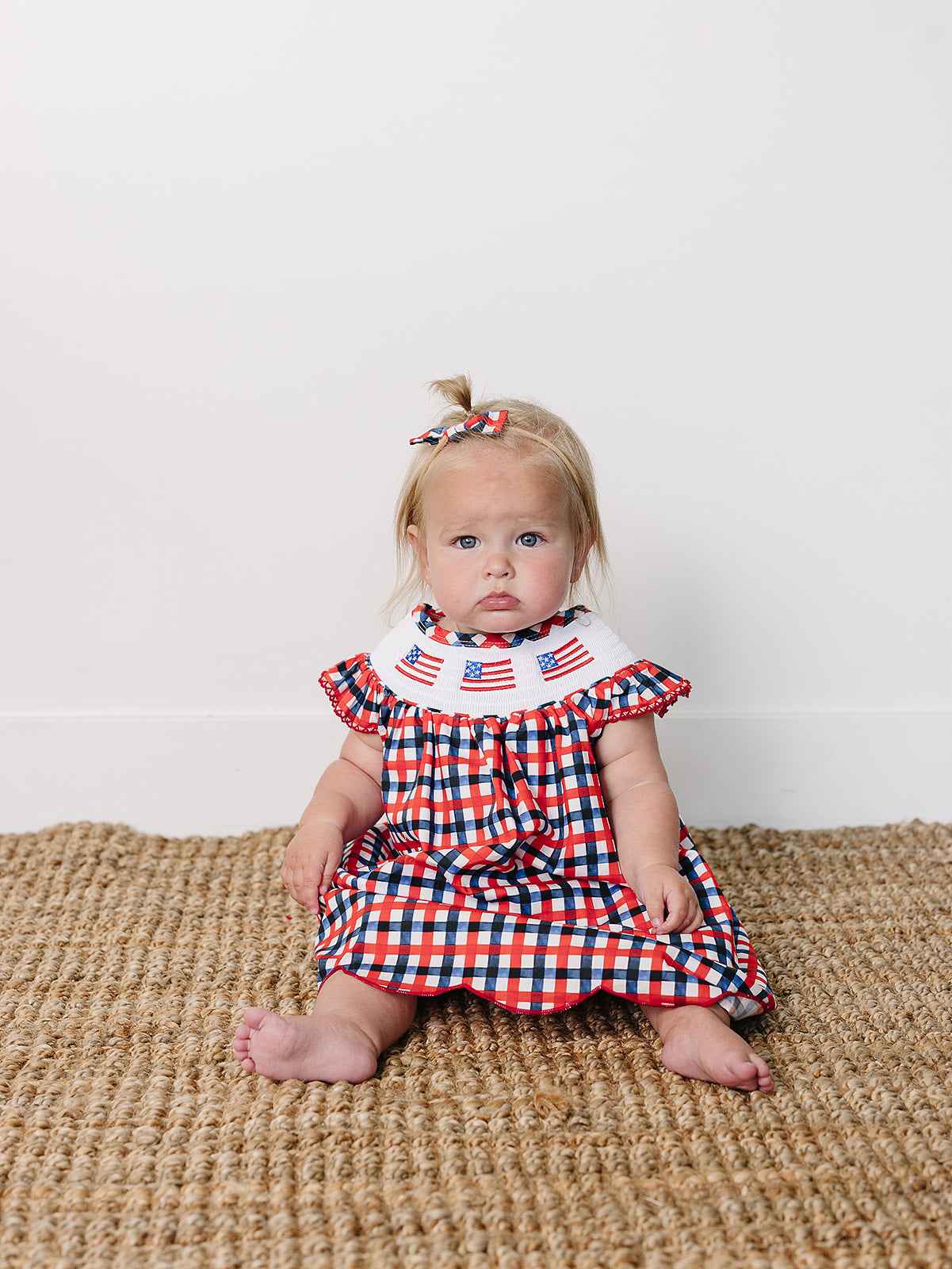 Flag Smocked Plaid Dress