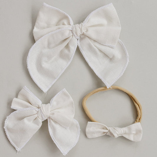 Cream Hair Bow