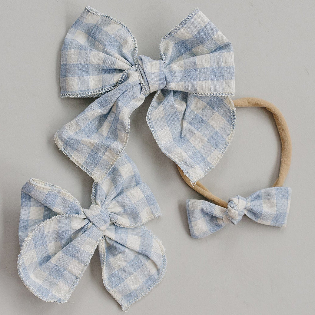 Blue Gingham Hair Bow