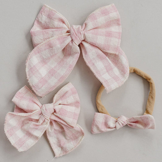 Pink Gingham Hair Bow
