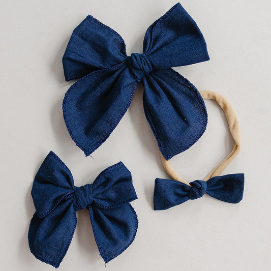 Navy Hair Bow
