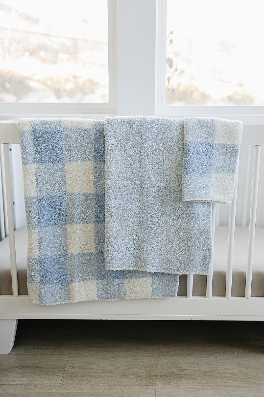 Light Blue Plaid Plush Blanket