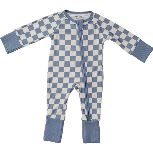 Blue Checkered Bamboo Zipper